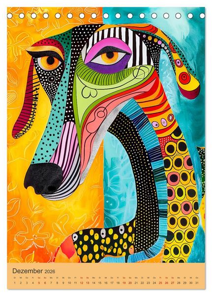 Produktbild: Pop-Art Hunde - Moderne, verr&uuml;ckte Hundeportr&auml;ts (Tischkalender 2026 DIN A5 hoch), CALVENDO Monatskalender