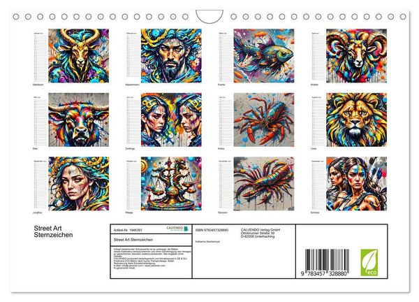 Produktbild: Street Art Sternzeichen (Wandkalender 2026 DIN A4 quer), CALVENDO Monatskalender