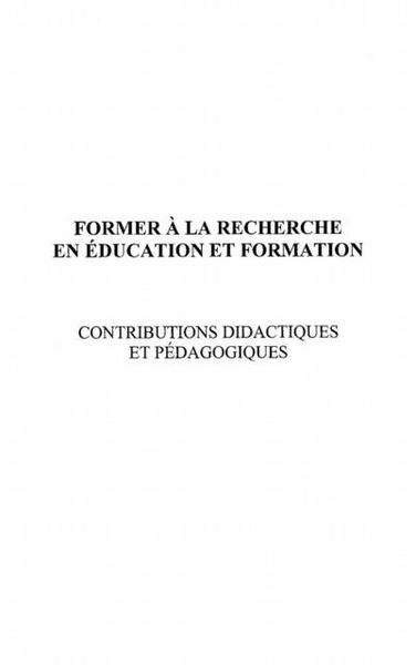 Produktbild: Former a la recherche en education et fo