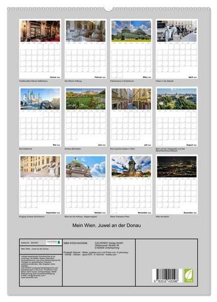 Produktbild: Mein Wien. Juwel an der Donau (hochwertiger Premium Wandkalender 2026 DIN A2 hoch), Kunstdruck in Hochglanz