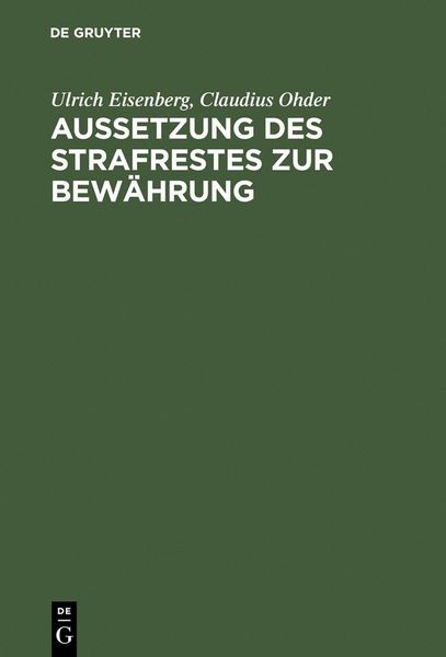 Produktbild: Aussetzung des Strafrestes zur Bew&auml;hrung
