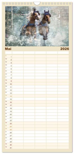 Produktbild: Familienplaner 2026 - Pferde zum Tr&auml;umen mit 5 Spalten (Wandkalender, 21 x 45 cm) CALVENDO
