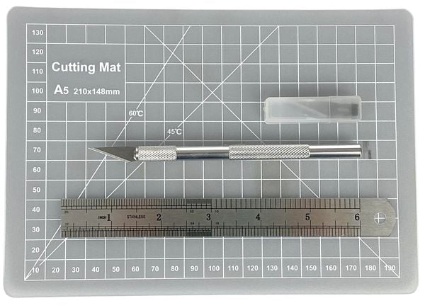 Produktbild: PEBARO 17MAT - Cutter-Set, 8-teilig, mit Cutter-Messer, Lineal und Schneidematte