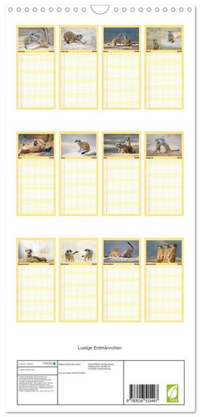 Produktbild: Familienplaner 2026 - Lustige Erdm&auml;nnchen mit 5 Spalten (Wandkalender, 21 x 45 cm) CALVENDO