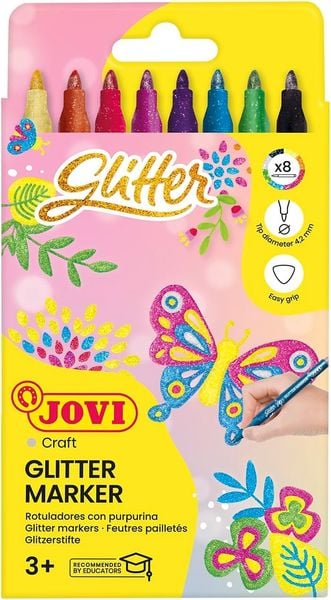 JOVI Faserschreiber ergonomic glitter, 8er Set