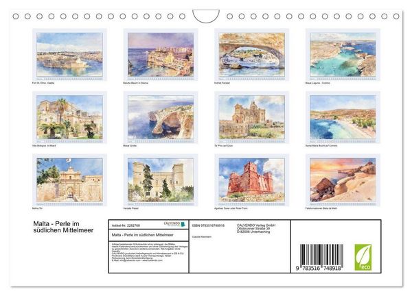 Produktbild: Malta - Perle im s&uuml;dlichen Mittelmeer (Wandkalender 2026 DIN A4 quer), CALVENDO Monatskalender