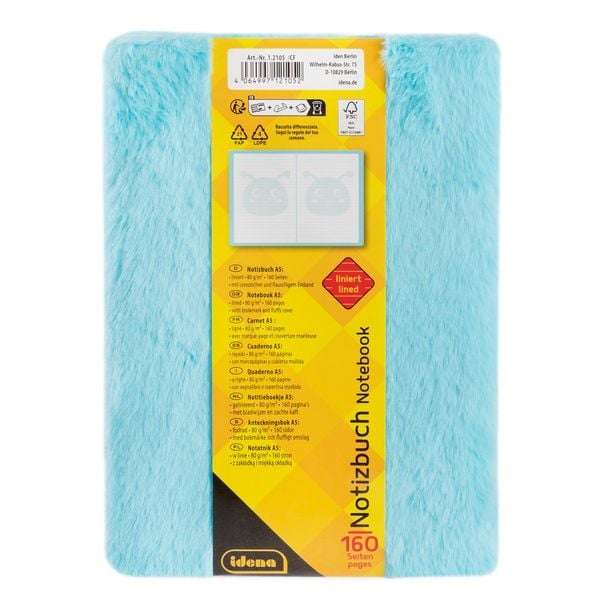 Produktbild: Idena Notizbuch Fluffy Raupe liniert 80 Blatt 80g/m&sup2; DIN A5