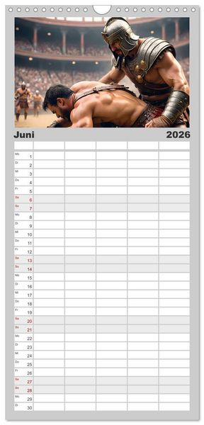 Produktbild: Familienplaner 2026 - Gladiatoren - ein Leben f&uuml;r den Kampf mit 5 Spalten (Wandkalender, 21 x 45 cm) CALVENDO