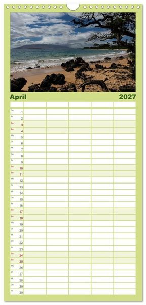 Produktbild: Familienplaner 2027 - Hawaii - Oahu - Maui mit 5 Spalten (Wandkalender, 21 x 45 cm) CALVENDO