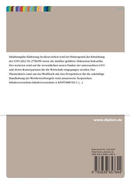 Produktbild: Entstehung und Auswirkungen der VO (EG) Nr.2790/99 der Kommission vom 22.12.99 &uuml;