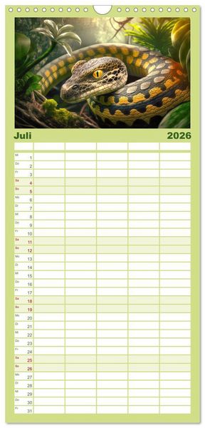 Produktbild: Familienplaner 2026 - Im Paradies der Tiere mit 5 Spalten (Wandkalender, 21 x 45 cm) CALVENDO