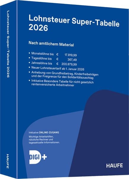 Produktbild: Lohnsteuer-Supertabelle 2026 inkl. Onlinezugang