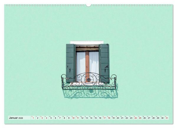 Produktbild: Minimal Burano (hochwertiger Premium Wandkalender 2026 DIN A2 quer), Kunstdruck in Hochglanz