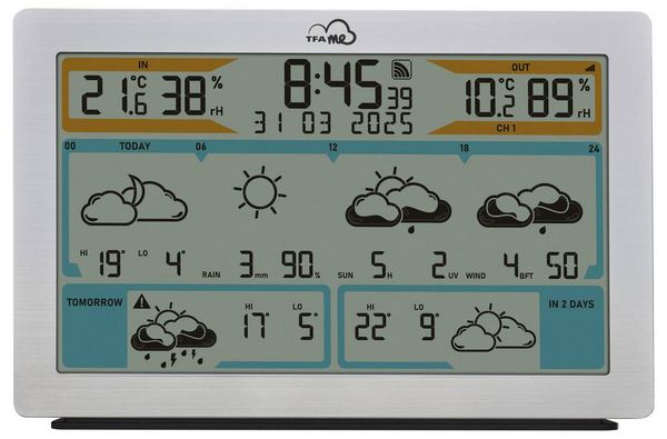 Produktbild: TFA Dostmann TFA.me ID-02 35.8100.54 WLAN-Wetterstation Vorhersage f&uuml;r 6 Tage Anzahl Sensoren max. 5