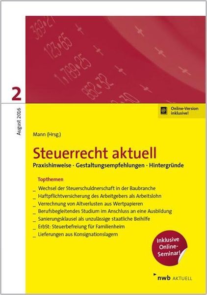 Produktbild: Steuerrecht aktuell 2/2016