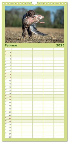 Familienplaner 2025 - Jagdhunde bei der Arbeit mit 5 Spalten (Wandkalender, 21 x 45 cm) CALVENDO