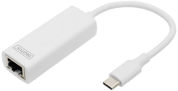 Produktbild: Digitus Netzwerk, USB 3.2 Gen 1 (USB 3.0) Adapter [1x USB 3.2 Gen 1 Stecker C (USB 3.0) - 1x RJ45-Buchse] DN-3024 20.00 cm Geschirmt
