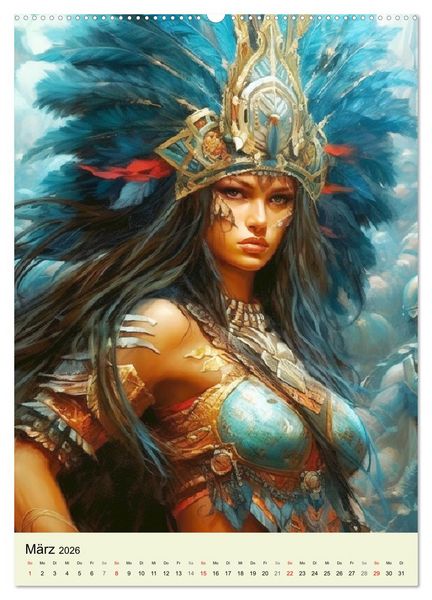 Produktbild: Antike Amazonen. Furchtlose Fantasy-Kriegerinnen (hochwertiger Premium Wandkalender 2026 DIN A2 hoch), Kunstdruck in Hochglanz
