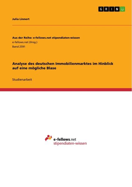 Produktbild: Analyse des deutschen Immobilienmarktes im Hinblick auf eine m&ouml;gliche Blase