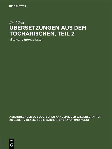 Produktbild: &Uuml;bersetzungen aus dem Tocharischen, Teil 2
