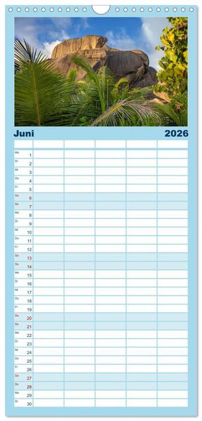 Produktbild: Familienplaner 2026 - Seychellen - Trauminseln im Indischen Ozean mit 5 Spalten (Wandkalender, 21 x 45 cm) CALVENDO