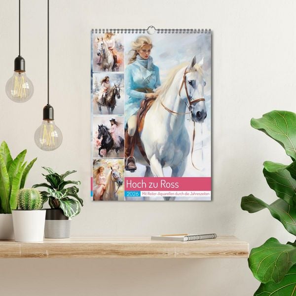 Produktbild: Hoch zu Ross. Mit Reiter-Aquarellen durch die Jahreszeiten (Wandkalender 2026 DIN A3 hoch), CALVENDO Monatskalender