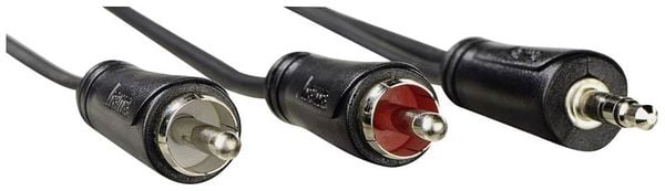 Produktbild: Hama 00205110 Klinke / Cinch Audio Anschlusskabel [2x Cinch-Stecker - 1x Klinkenstecker 3.5 mm] 1.5 m Schwarz