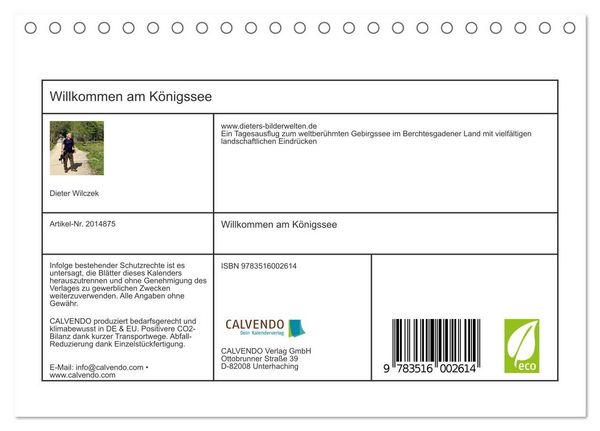 Produktbild: Willkommen am K&ouml;nigssee (Tischkalender 2026 DIN A5 quer), CALVENDO Monatskalender