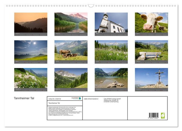 Produktbild: Tannheimer Tal (Wandkalender 2026 DIN A2 quer), CALVENDO Monatskalender