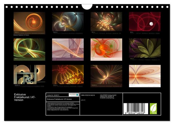 Produktbild: Exklusive Fraktalkunst / AT-Version (Wandkalender 2026 DIN A4 quer), CALVENDO Monatskalender