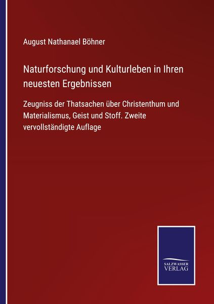 Produktbild: Naturforschung und Kulturleben in Ihren neuesten Ergebnissen