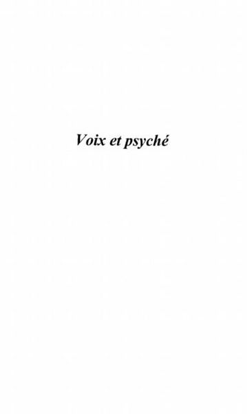 Produktbild: Voix et psyche