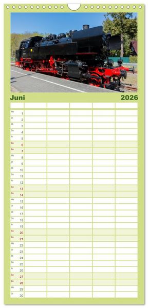 Produktbild: Familienplaner 2026 - Dampflok auf Usedom mit 5 Spalten (Wandkalender, 21 x 45 cm) CALVENDO