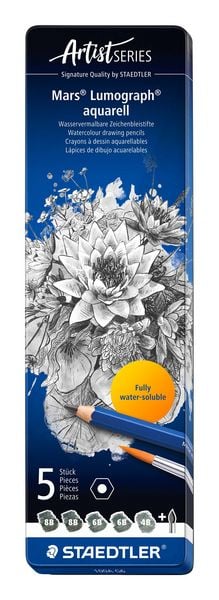 Produktbild: STAEDTLER Bleistifte Lumograph Aquarell Bleistifte, 6er Set, 5 Bleistifte + 1 Pinsel