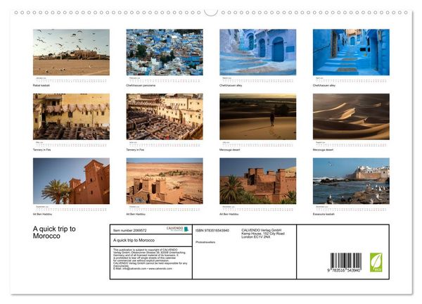 Produktbild: A quick trip to Morocco (High Quality Premium Wall Calendar 2026 DIN A2 landscape),CALVENDO 12 Month Wall Calendar