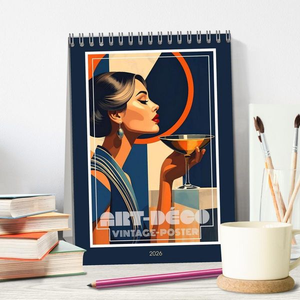 Produktbild: Art-D&eacute;co Vintage-Poster (Tischkalender 2026 DIN A5 hoch), CALVENDO Monatskalender