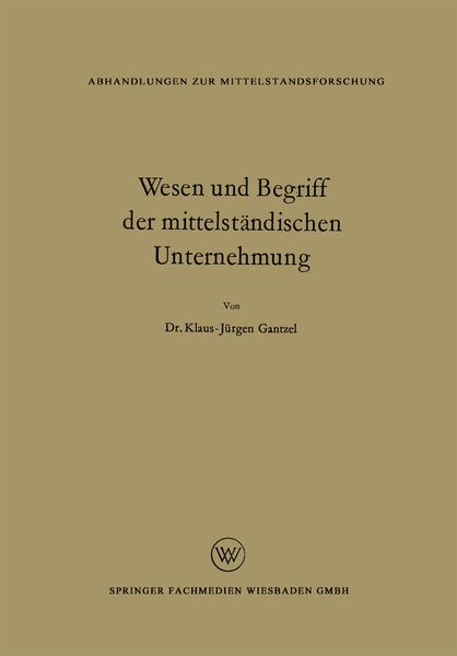 Produktbild: Wesen und Begriff der mittelst&auml;ndischen Unternehmung