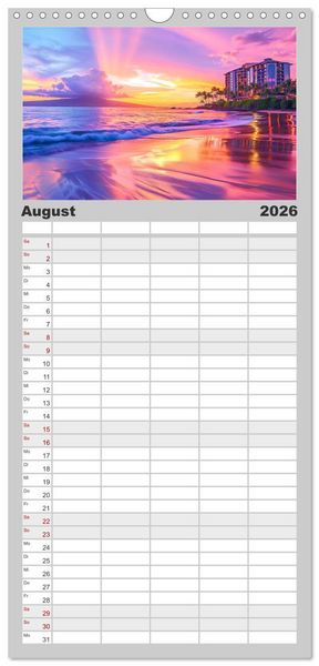 Produktbild: Familienplaner 2026 - Traumhafte Str&auml;nde mit 5 Spalten (Wandkalender, 21 x 45 cm) CALVENDO