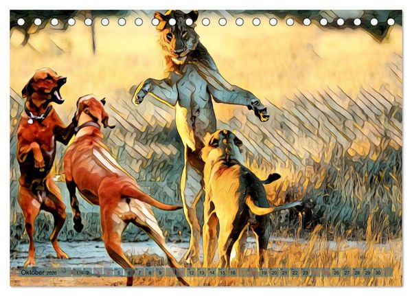 Produktbild: Rhodesian Ridgeback der Hund mit dem Tropfen L&ouml;wenblut (Tischkalender 2026 DIN A5 quer), CALVENDO Monatskalender