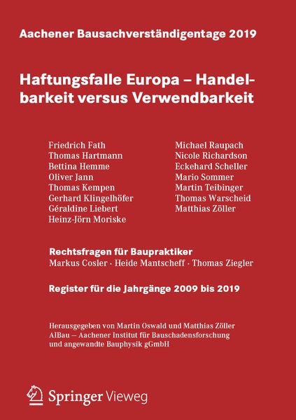 Produktbild: Aachener Bausachverst&auml;ndigentage 2019