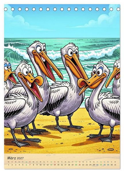 Produktbild: Lustige Pelikane - Comic (Tischkalender 2027 DIN A5 hoch), CALVENDO Monatskalender