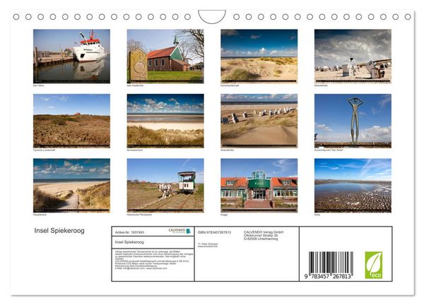 Produktbild: Insel Spiekeroog (Wandkalender 2026 DIN A4 quer), CALVENDO Monatskalender