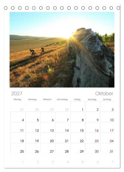 Produktbild: Tischplaner 2027 - Mountainbike Traumpfade (A5 Tischkalender zum Aufstellen) CALVENDO