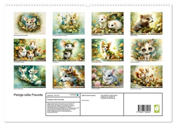 Produktbild: Pelzige s&uuml;&szlig;e Freunde (hochwertiger Premium Wandkalender 2026 DIN A2 quer), Kunstdruck in Hochglanz