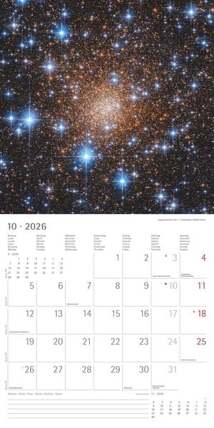 Produktbild: Space 2026 - Broschürenkalender 30x30 cm (30x60 geöffnet) - Kalender mit Platz für Notizen - Weltraum - Bildkalender - Wandplaner - Wandkalender