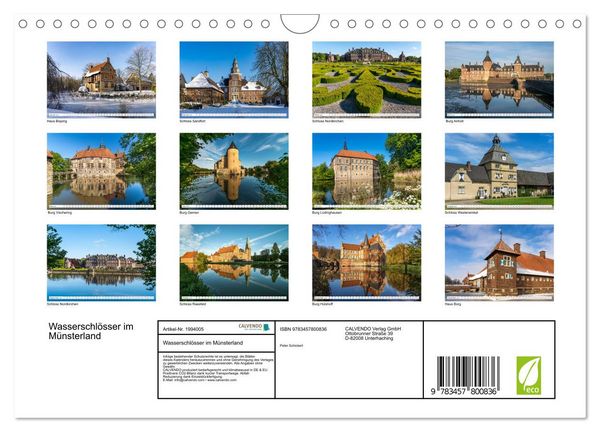 Produktbild: Wasserschl&ouml;sser im M&uuml;nsterland (Wandkalender 2026 DIN A4 quer), CALVENDO Monatskalender
