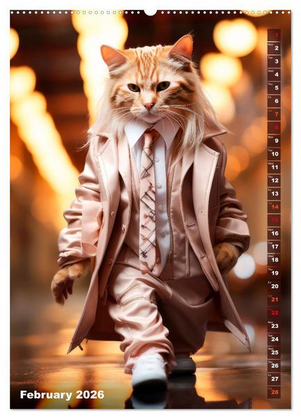 Produktbild: Stylish cats (High Quality Premium Wall Calendar 2026 DIN A2 portrait),CALVENDO 12 Month Wall Calendar