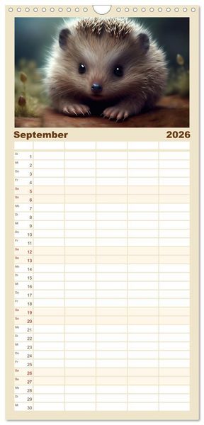 Produktbild: Familienplaner 2026 - Zauberhafte Fluffies mit 5 Spalten (Wandkalender, 21 x 45 cm) CALVENDO