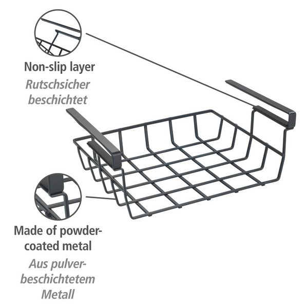 Produktbild: Regaleinh&auml;ngekorb Mod. Klea Schwarz, f&uuml;r K&uuml;chen- oder Kleiderschrank