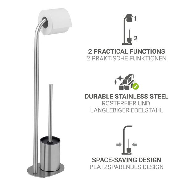 Produktbild: Stand WC-Garnitur Mod. Levante, satiniert, edelstahl, 23x63x17 cm, rostfrei, mit